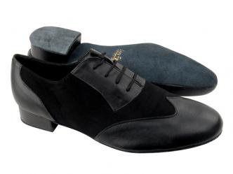 Dance shoes men black leather & black nubuck  